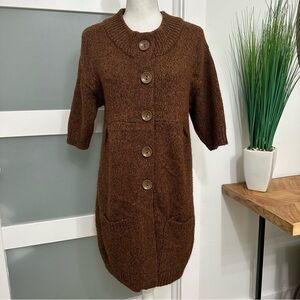 The Limited Longer Length Cardigan SZ Large Brown Chunky Wool Alpaca Blend EUC